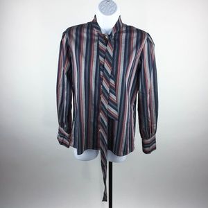 Levi Strauss & Co Vintage Blouse Stripes Neck Tie